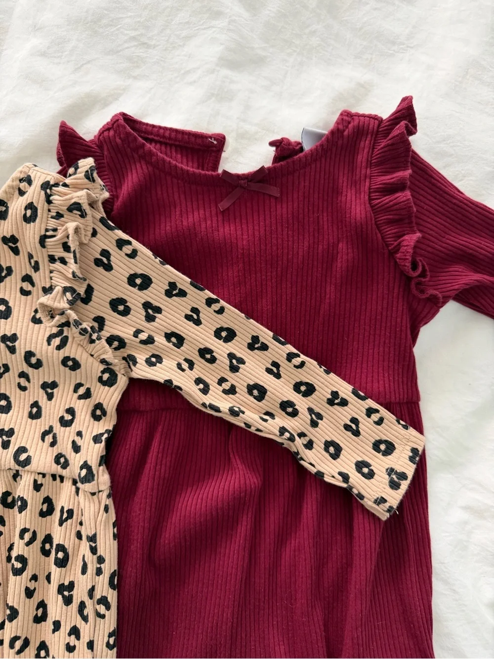 Old Navy Ribbed Ruffle Baby Romper in Burgundy